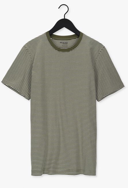 Olijf SELECTED HOMME T-shirt SLHNORMAN180 STRIPE SS O-NECK  - large