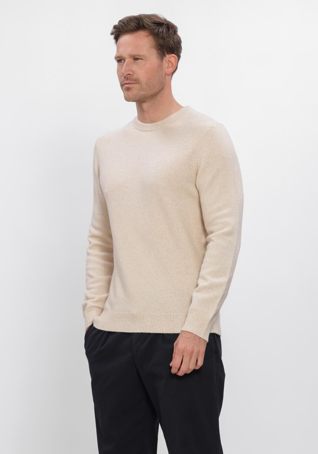 PROFUOMO Heren Truien & Vesten Pullover Crew Neck 80 20 Beige