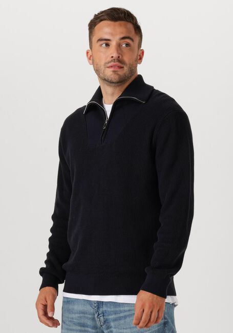 Zwarte PURE PATH Trui LOOSE FIT HALF ZIP KNITWEAR - large