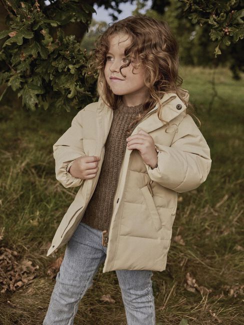 Beige LIL' ATELIER Gewatteerde jas NMFLAMEDOW03 PUFFER LONG JKT FO LIL - large