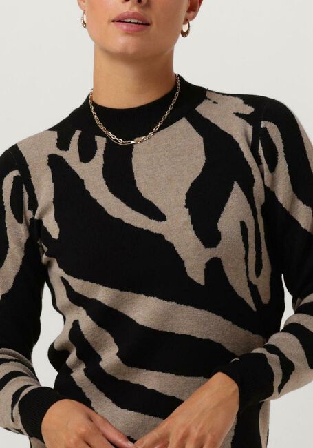 Zwarte OBJECT Mini jurk OBJRAY L/S KNIT DRESS AOP - large