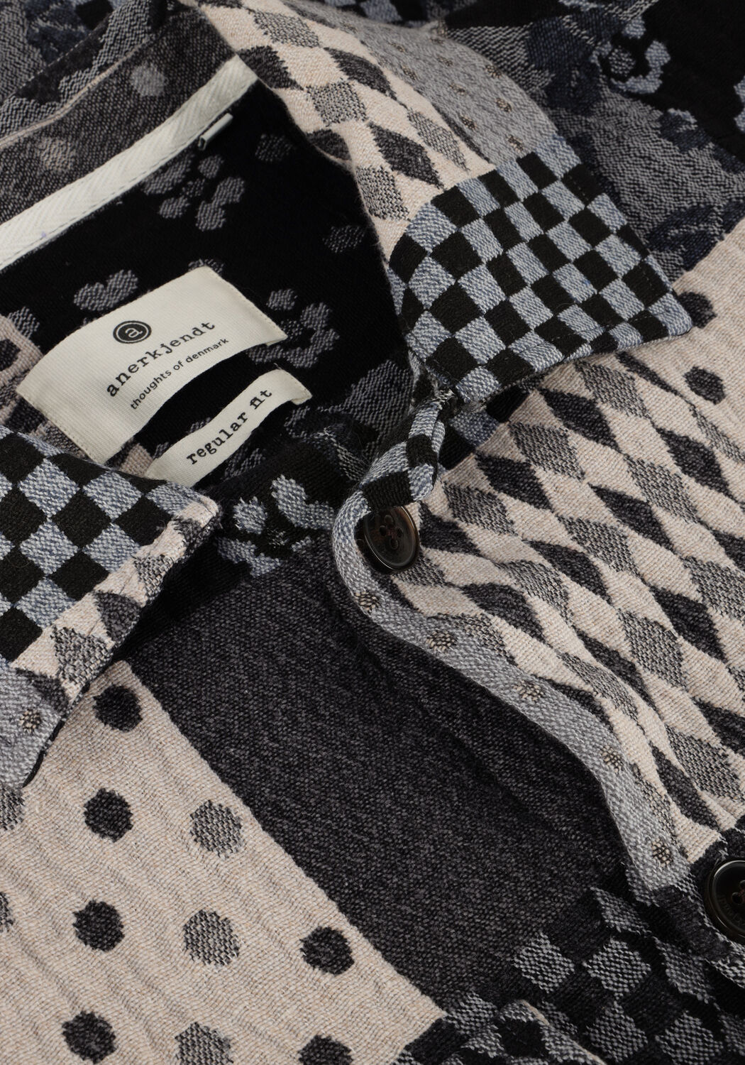 Blauwe ANERKJENDT Overshirt AKOSCAR PATCHWORK OVERSHIRT - large