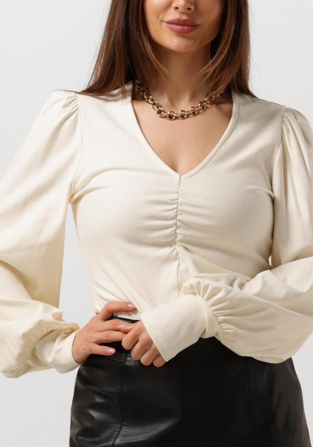 GESTUZ Dames Blouses Rifagz V-neck Blouse Beige