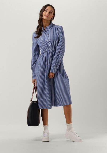 Blauwe TOMMY HILFIGER Midi jurk ORG CO STRIPE MIDI SHIRT DRESS - large