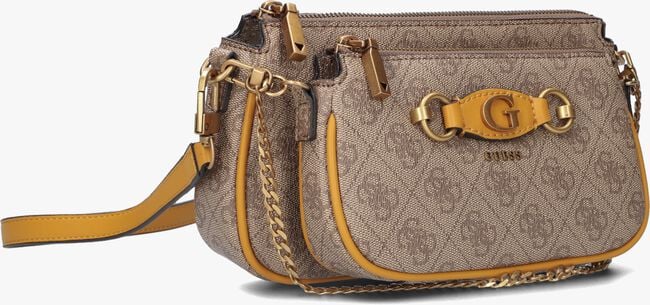 Camel GUESS Schoudertas IZZY DOUBLE POUCH CROSSBODY - large