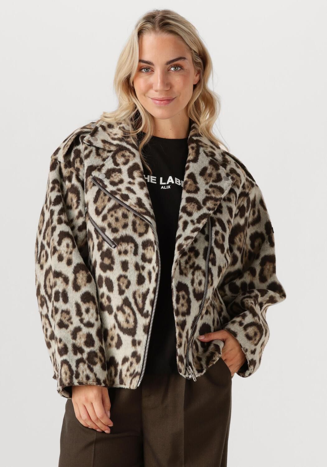 しゃけ Beige ALIX THE LABEL Jack LADIES WOVEN JAQUAR BIKER JACKET | Omoda