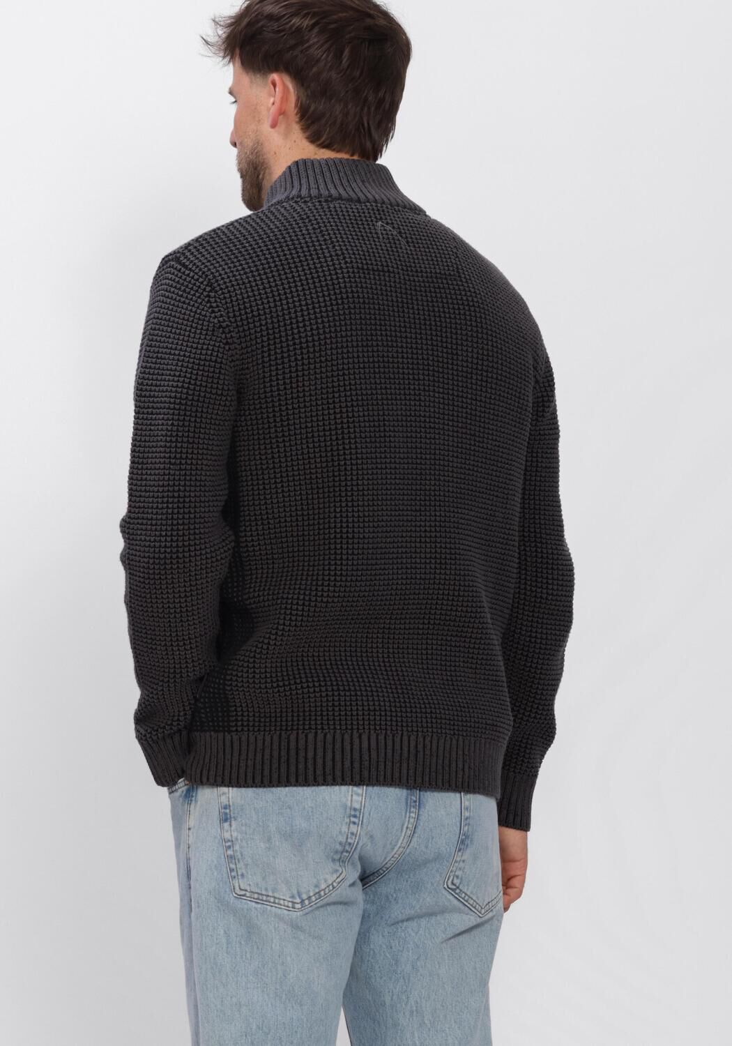 Donkergrijze CHASIN Trui OLIVER DUAL HALF ZIP - large