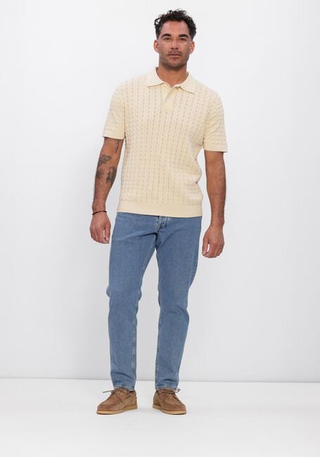 Ecru SELECTED MEN Polo SLHMATTIS SS KNIT NEW CABLE  POLO - large