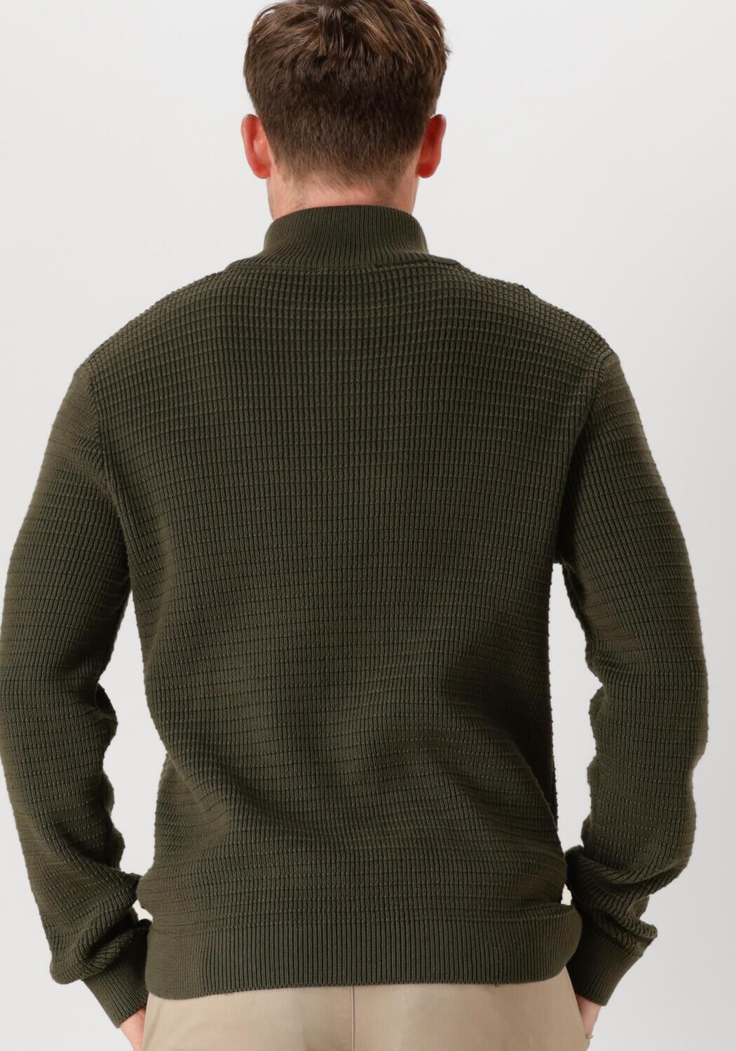 SELECTED HOMME Heren Truien & Vesten Slhtheo Ls Knit Structure Half Zip Donkergroen