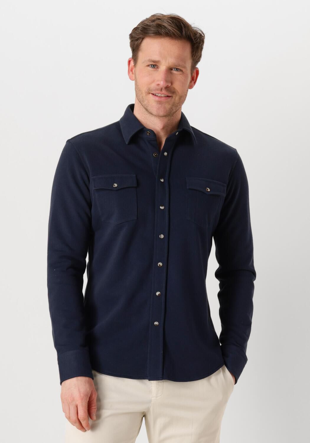 PROFUOMO Heren Overhemden Overshirt Wester Donkerblauw
