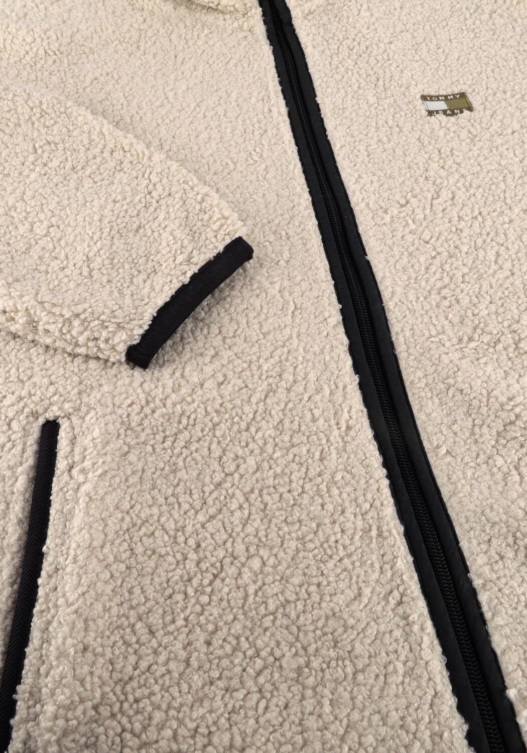 Creme TOMMY JEANS Teddy jas TJM RLX BADGE ZIP-THRU EXT - large