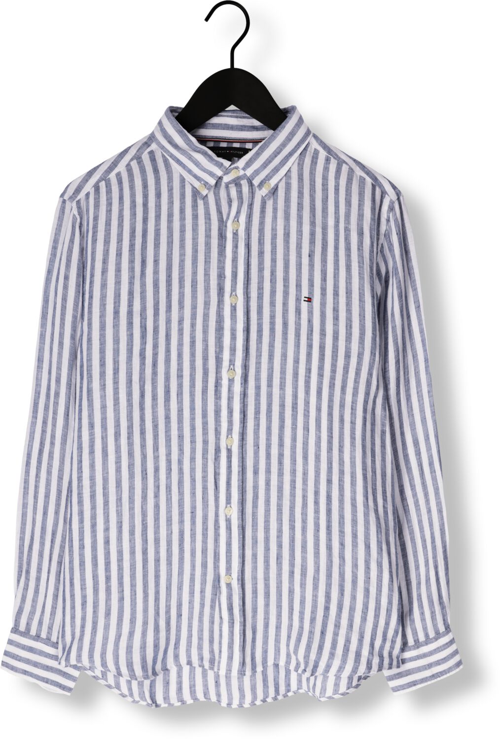 TOMMY HILFIGER Heren Overhemden Linen Essential Stripe Rf Shirt Blauw