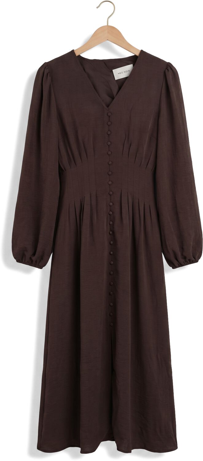 NEO NOIR Dames Jurken Annelie Solid Crepe Dress Bruin