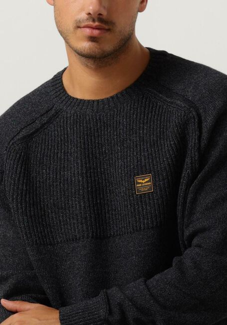 Donkerblauwe PME LEGEND Trui R-NECK COTTON INDIGO LOOK KNIT - large