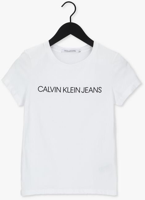 Witte CALVIN KLEIN T-shirt CORE INSTIT LOGO SLIM FIT TEE - large