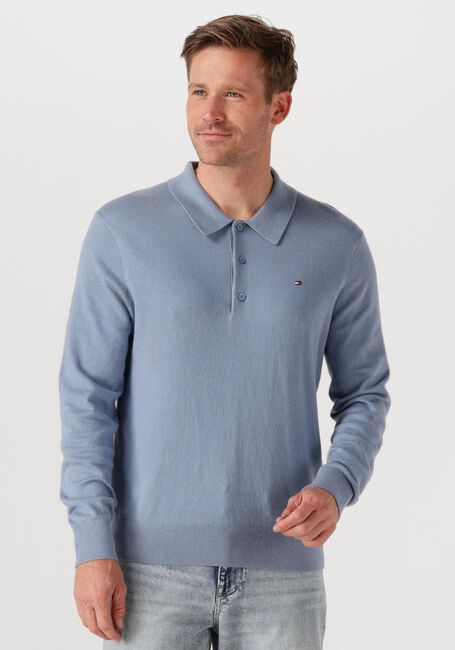 Lichtblauwe TOMMY HILFIGER Trui PIMA ORG CTN CASHMERE LS POLO - large