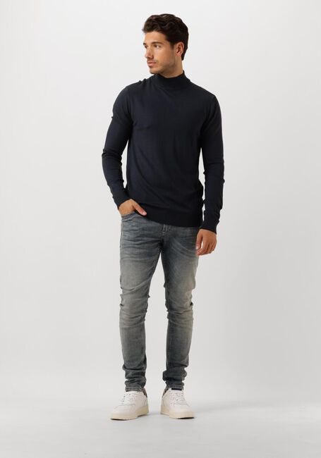 Donkerblauwe PURE PATH Coltrui ESSENTIAL KNIT MOCKNECK SWEATER - large