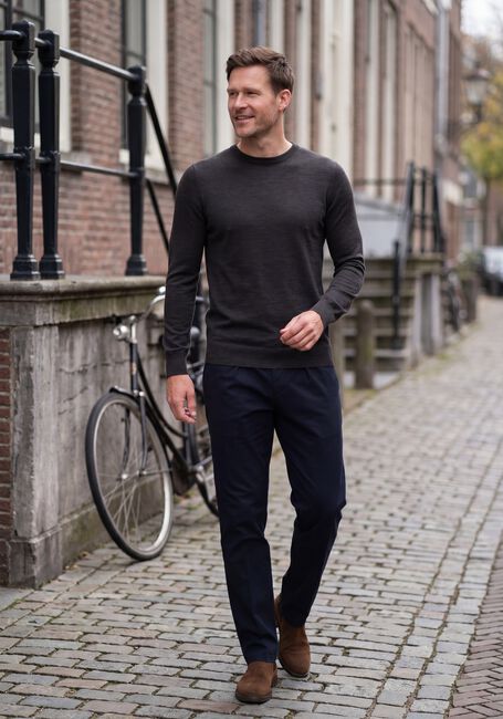 Donkergrijze PROFUOMO Trui EXTRAFINE MERINO - large