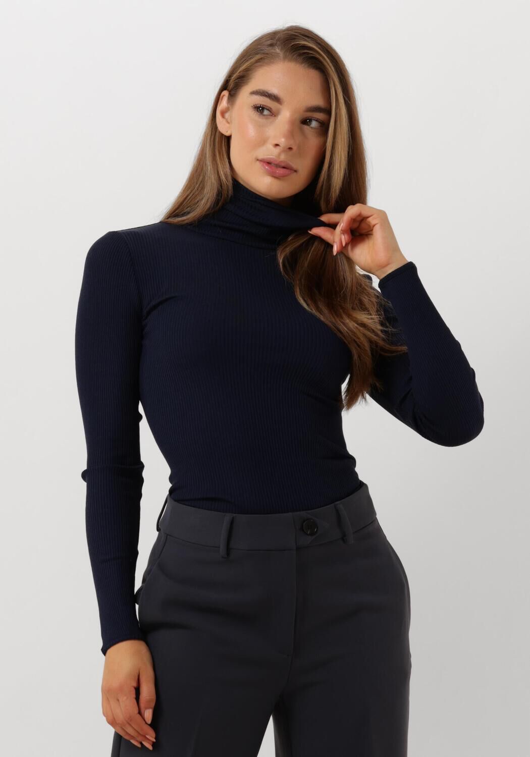 ROSEMUNDE Dames Truien & Vesten Silk T-shirt W Roller Neck Donkerblauw