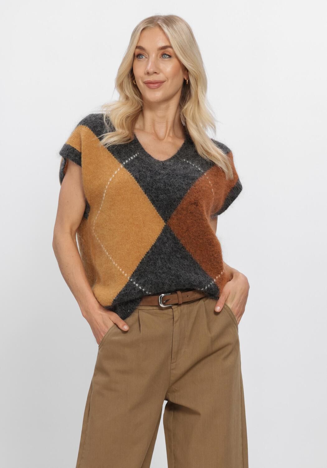 Grijze WITHBLACK Gilet WBLVENUS HARLEKIN WAISTCOAT - large