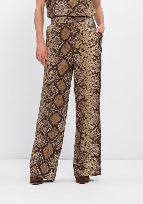 Bruine STUDIO ANNELOES Wijde broek MIENKE SNAKE TROUSERS - large