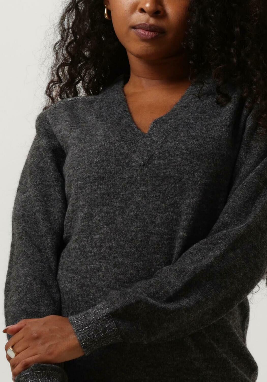 SCOTCH & SODA Dames Jurken Relaxed V Neck Knitted Dress Donkergrijs