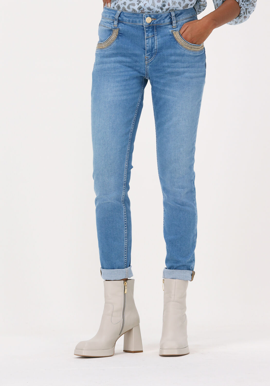 Mos Mosh Slim jeans lichtgrijs casual uitstraling Mode Spijkerbroeken Slim jeans 