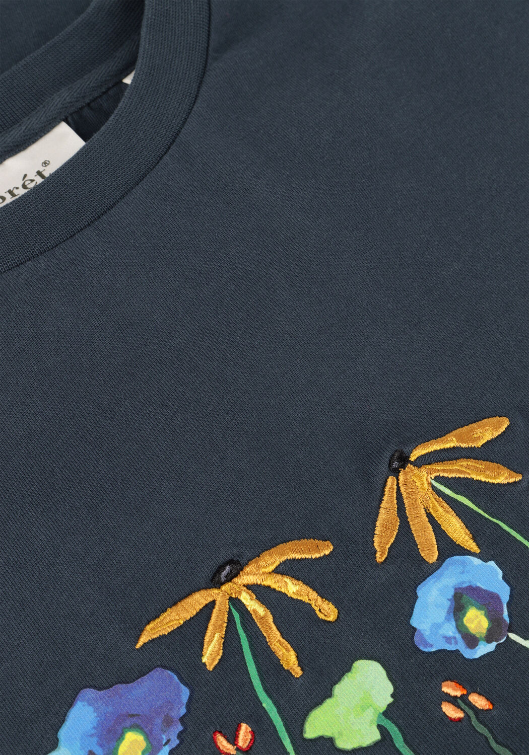 Donkerblauwe FOR&Eacute;T T-shirt BOTANIC T-SHIRT - large