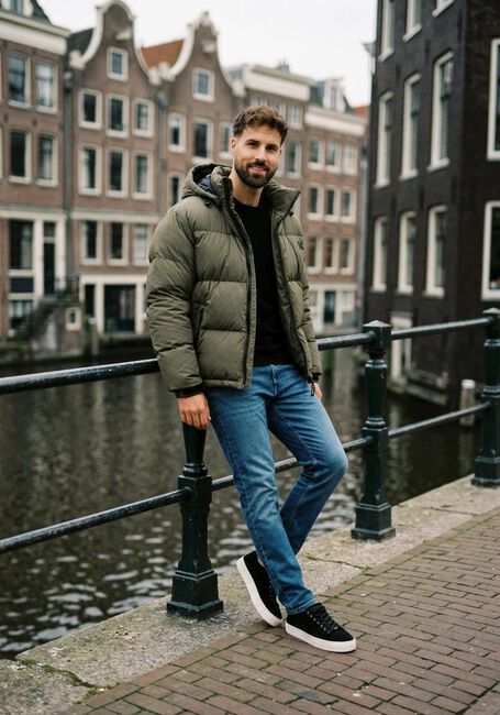 Groene HUGO Gewatteerde jas BIRONTO2441 - large