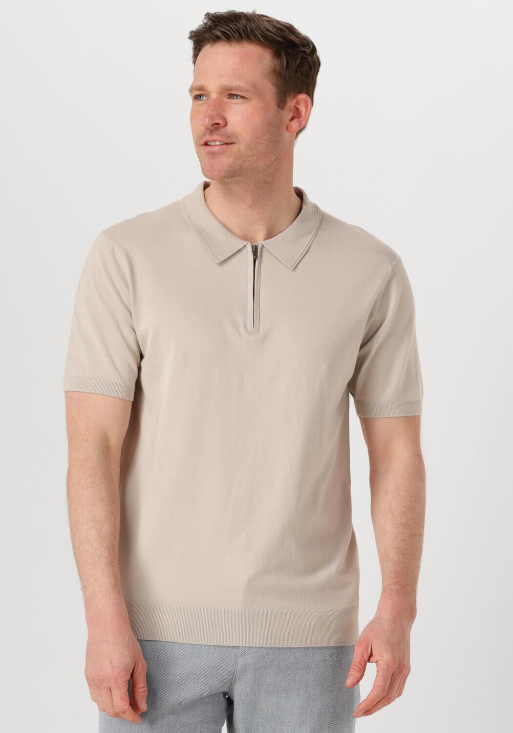PURE PATH Heren Polo's & T-shirts Regular Fit Polo Ss Half Zip Knitwear Beige