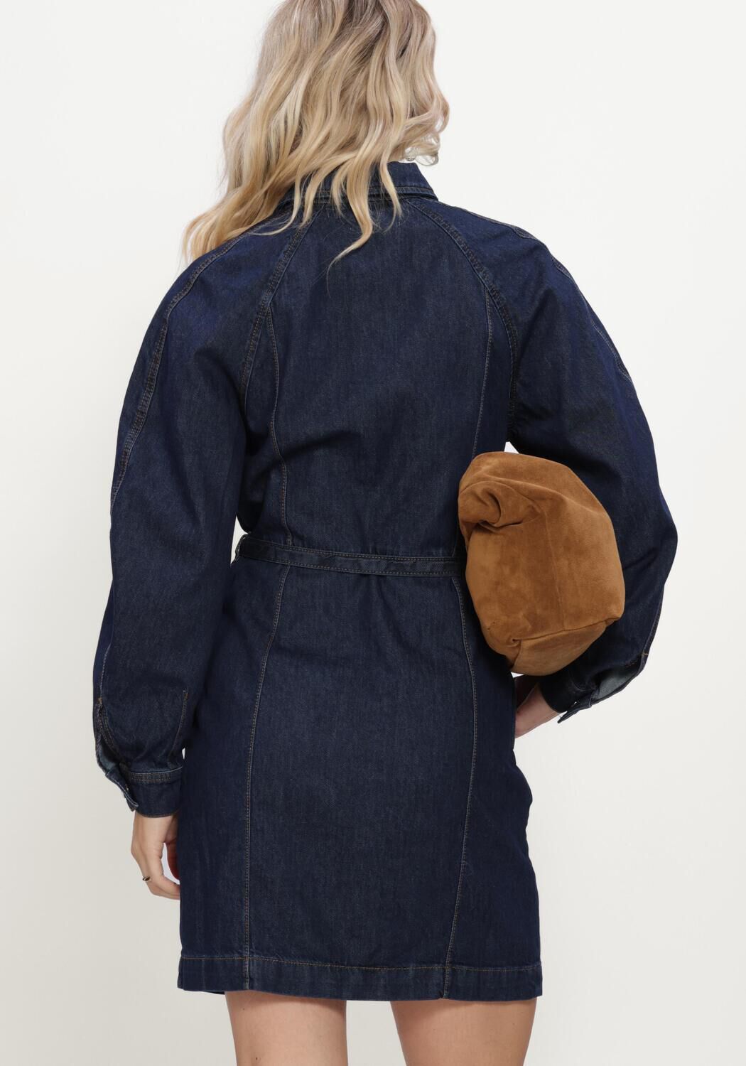 Donkerblauwe MSCH COPENHAGEN Mini jurk MSCHSANA LIS DENIM SHIRT DRESS - large