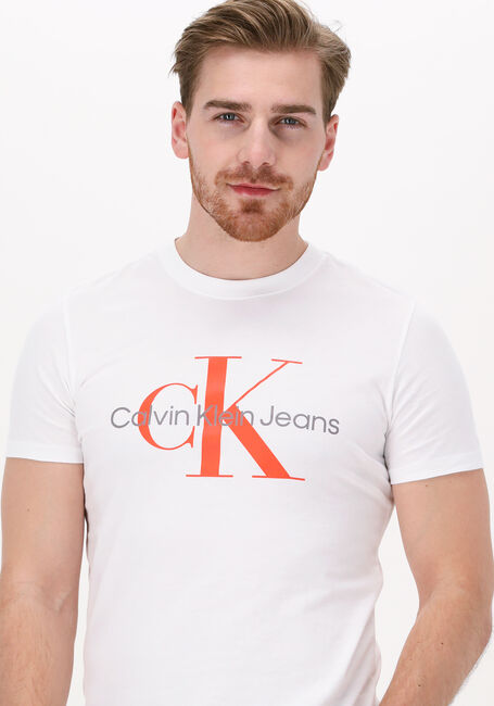 Witte CALVIN KLEIN T-shirt SEASONAL MONOGRAM TEE - large