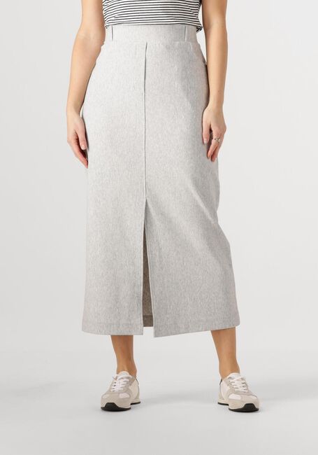 Lichtgrijze JANSEN AMSTERDAM Midirok GEORGIE ROK HVM 683 OVERKNEE SLIT AT CF - large