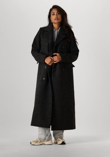 Donkergrijze MODSTRÖM Mantel JUNIPERMD CHECK COAT - large