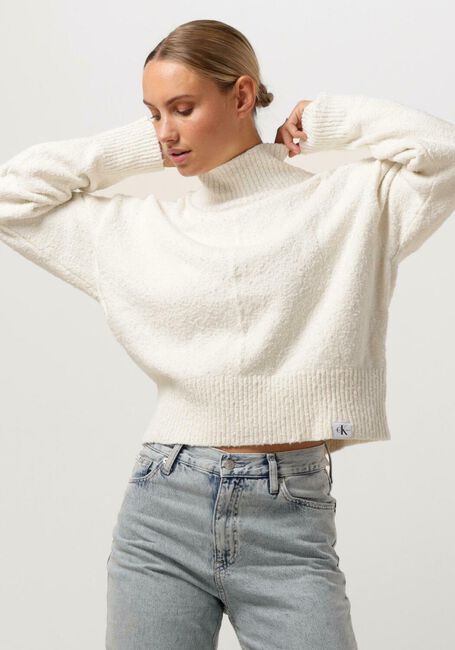 Gebroken wit CALVIN KLEIN Coltrui BOUCLE HIGH NECK SWEATER - large