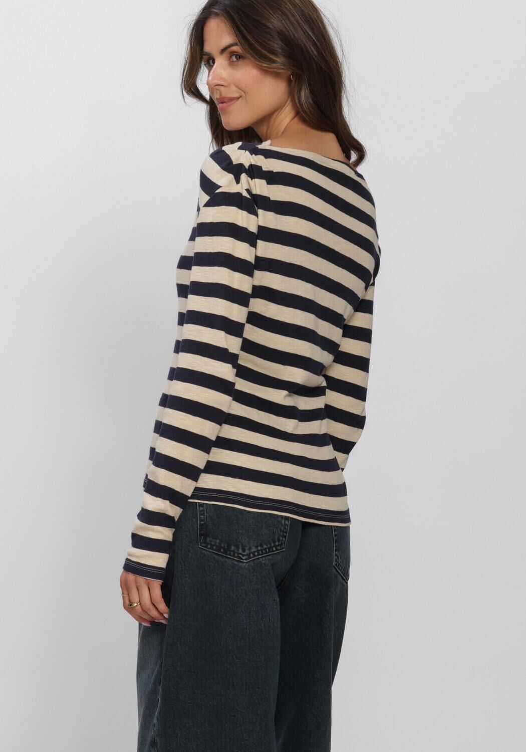 Creme BY-BAR Top LEYA BIG STRIPE TOP - large