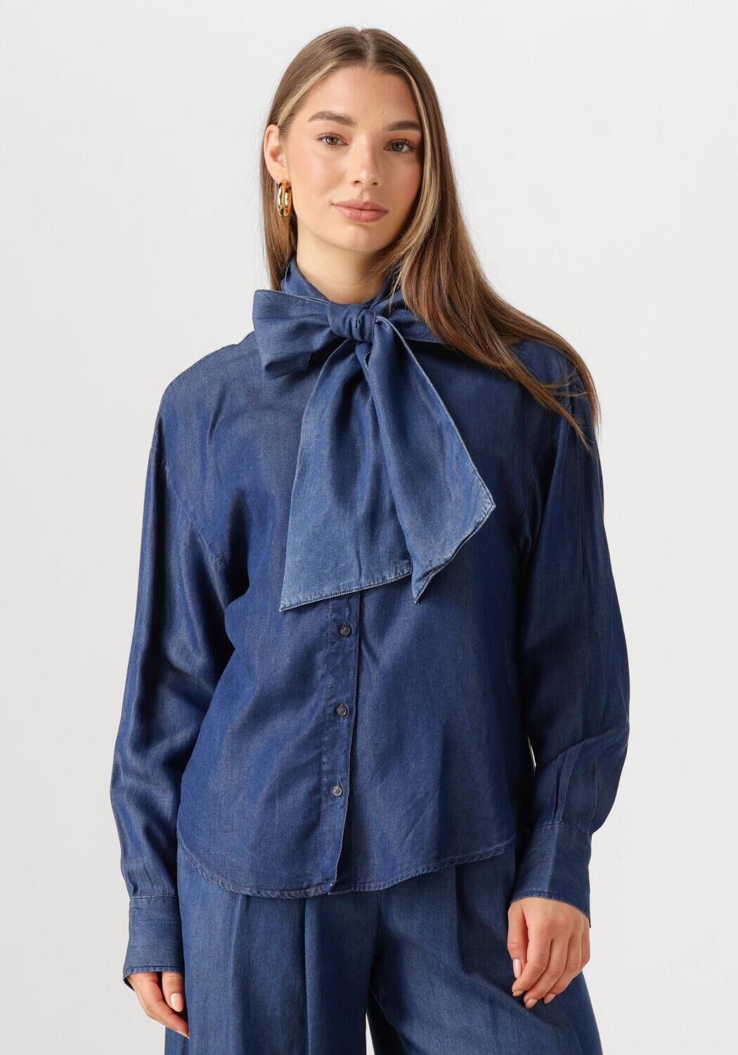 SELECTED FEMME Dames Blouses Slfjanna Ls Relaxed Chambray Shirt Donkerblauw