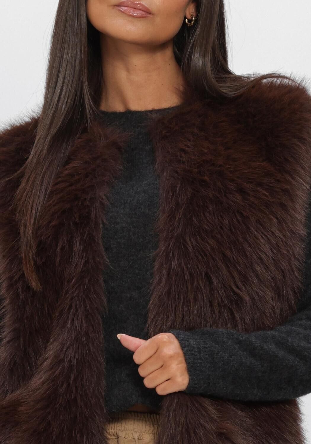 Bruine BY-BAR Gilet MONA FAUX FUR GILET - large
