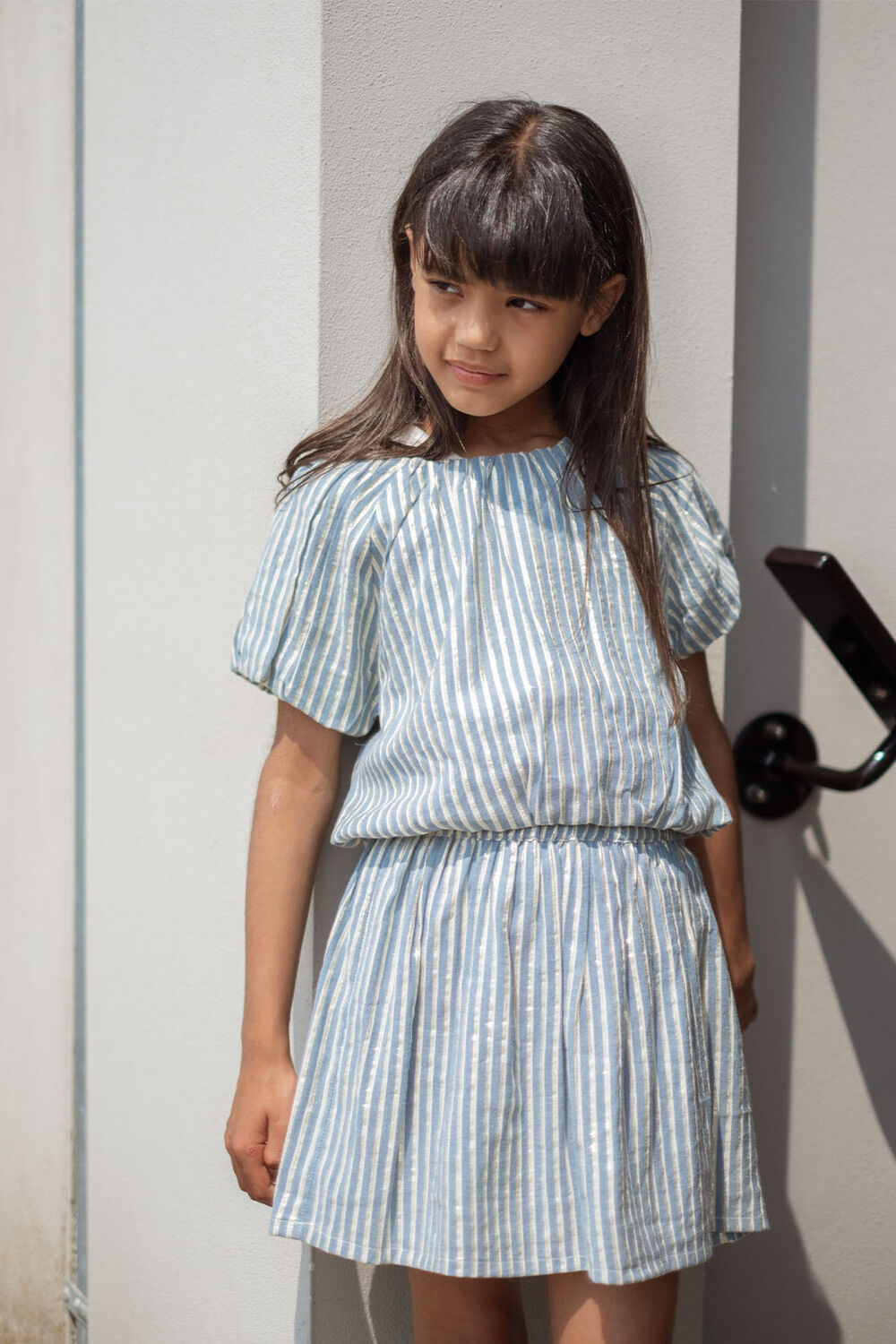 LIKE FLO Meisjes Blouses Carmen Flo Balloon Top Lichtblauw