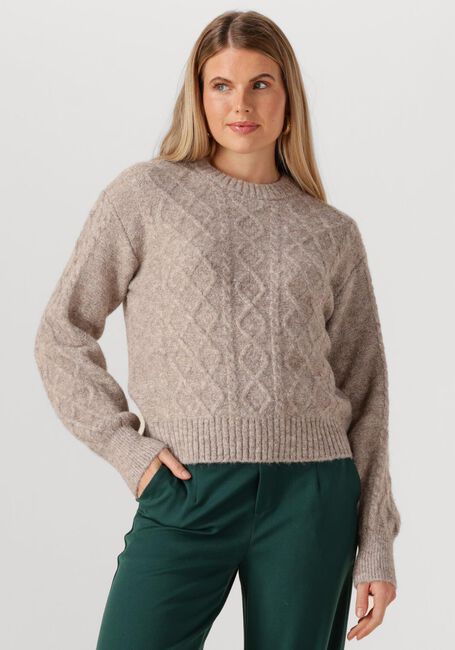Beige OBJECT Trui OBJSAGGIA LO CABLE KNIT PULLOVER DIV - large