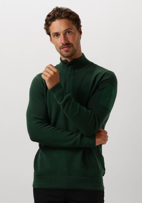 Groene PME LEGEND Trui HALF ZIP COLLAR COTTON KNIT - large