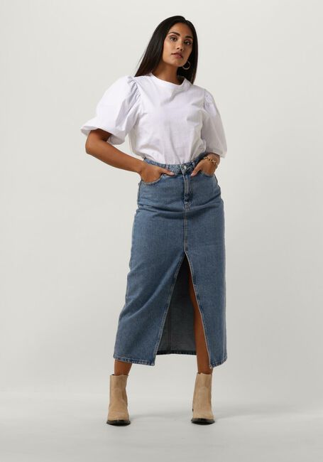 Blauwe NOTRE-V Midirok DENIM MAXI SKIRT - large