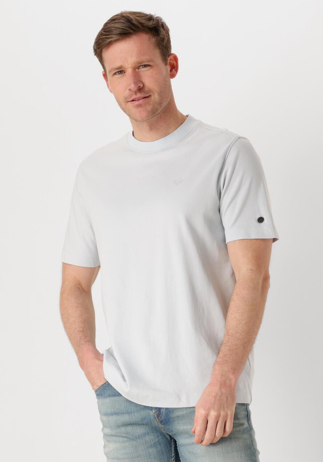 CAST IRON Heren Polo's & T-shirts Short Sleeve R-neck Regular Fit Interlock Lichtblauw