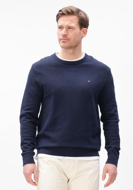 Donkerblauwe TOMMY HILFIGER Trui SEASONAL STRUCTURE CNECK - large