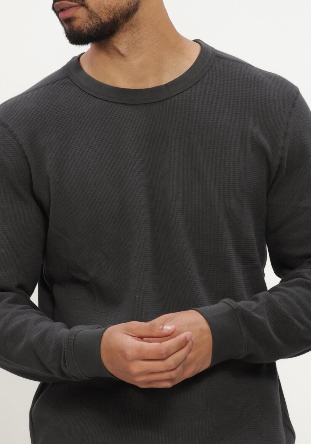 Zwarte CALVIN KLEIN T-shirt LS WAFFLE BADGE CREWNK TEE - large