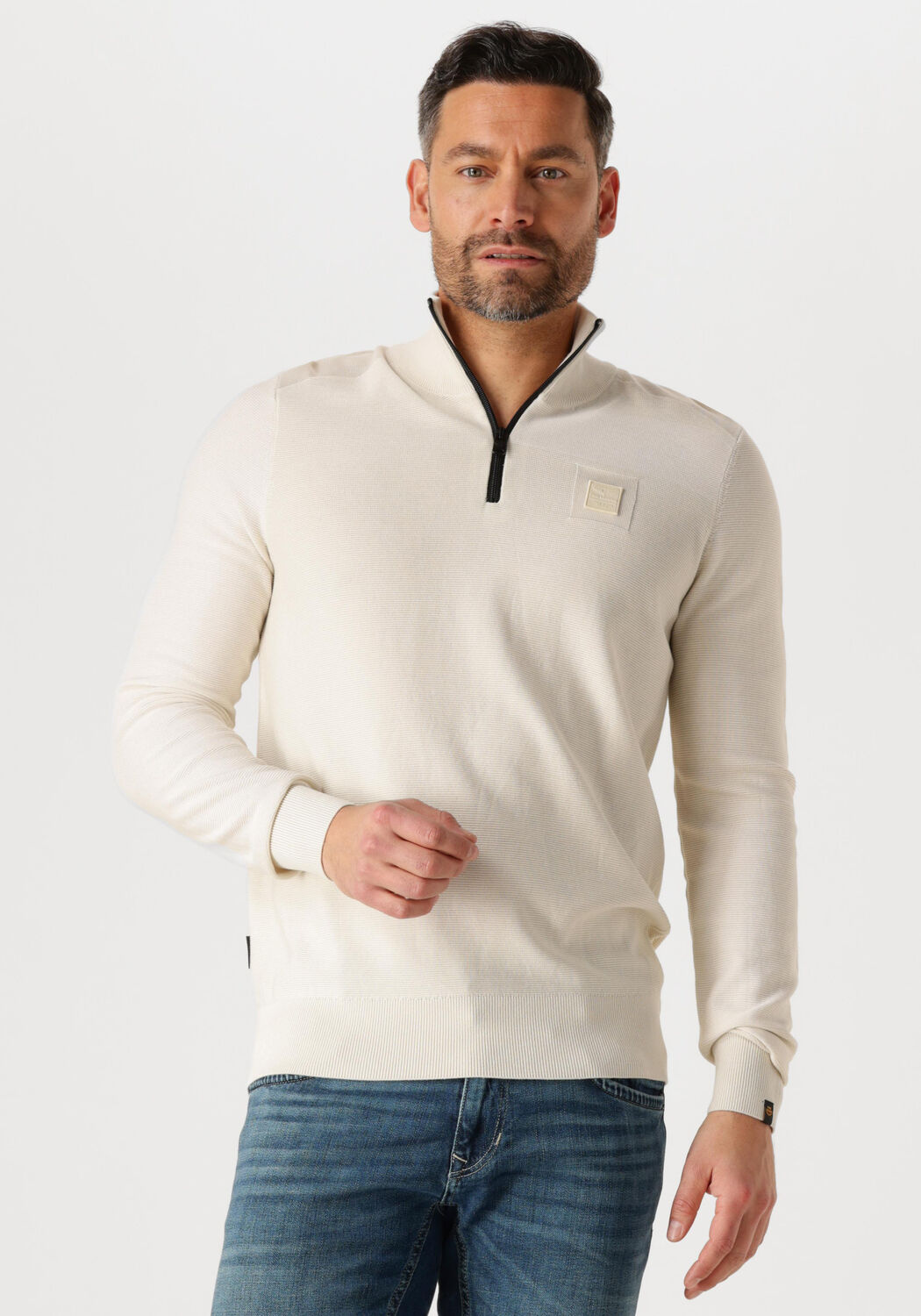 PME LEGEND Heren Truien & Vesten Half Zip Collar Cotton Modal Beige