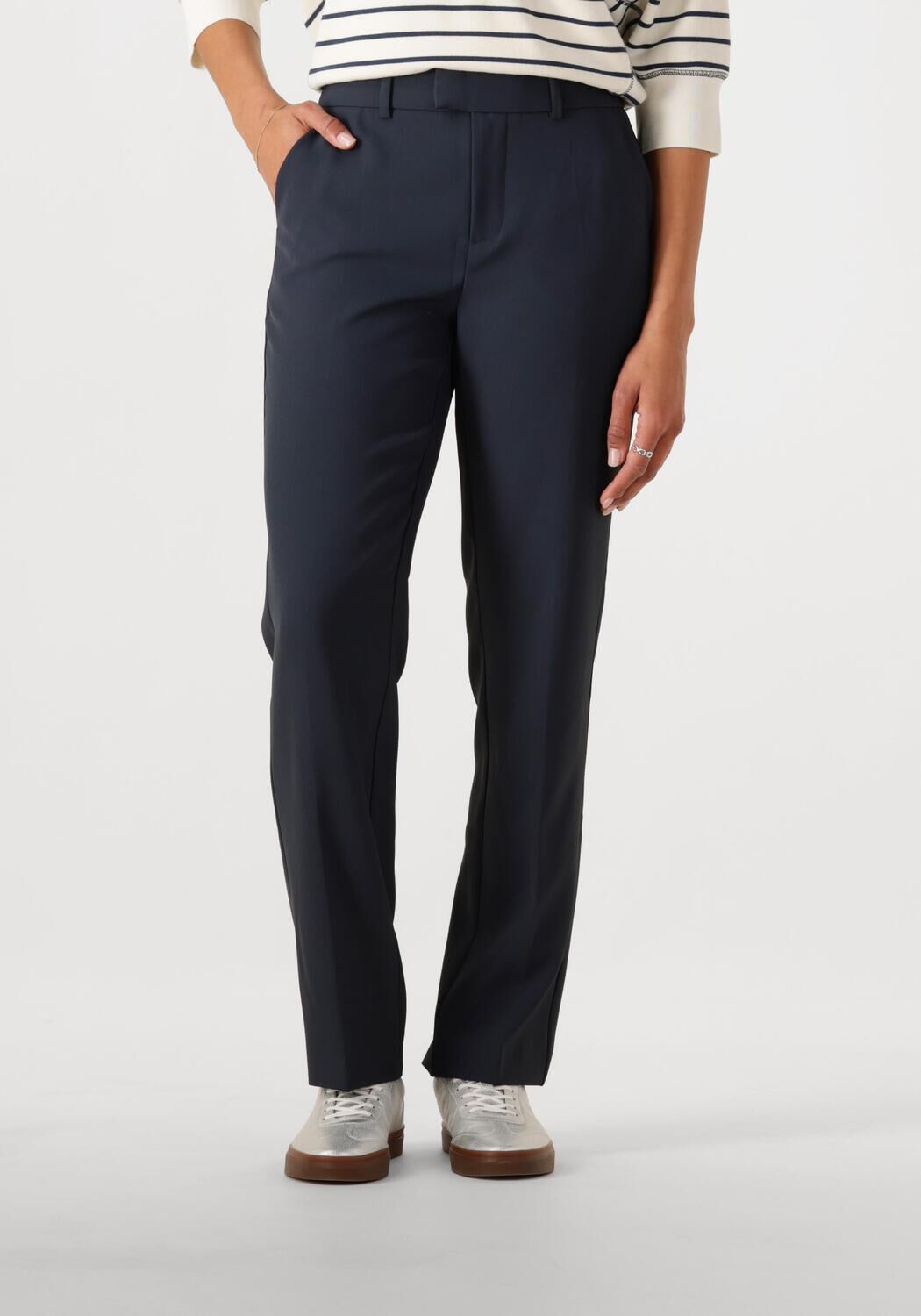 MOS MOSH Slim-fit Klassieke Broek Salute Navy Blue Dames