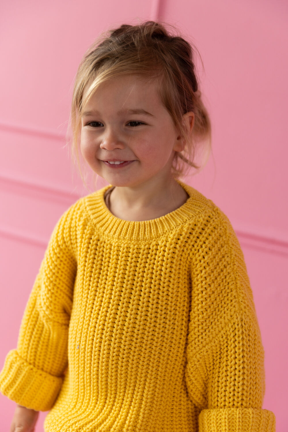 Gele YUKI KIDSWEAR Trui CHUNKY KNITTED SWEATER Omoda