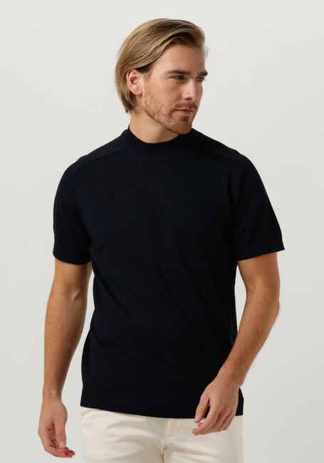Donkerblauwe SELECTED HOMME T-shirt SLHTOWN SS KNIT MOCK NECK B - large
