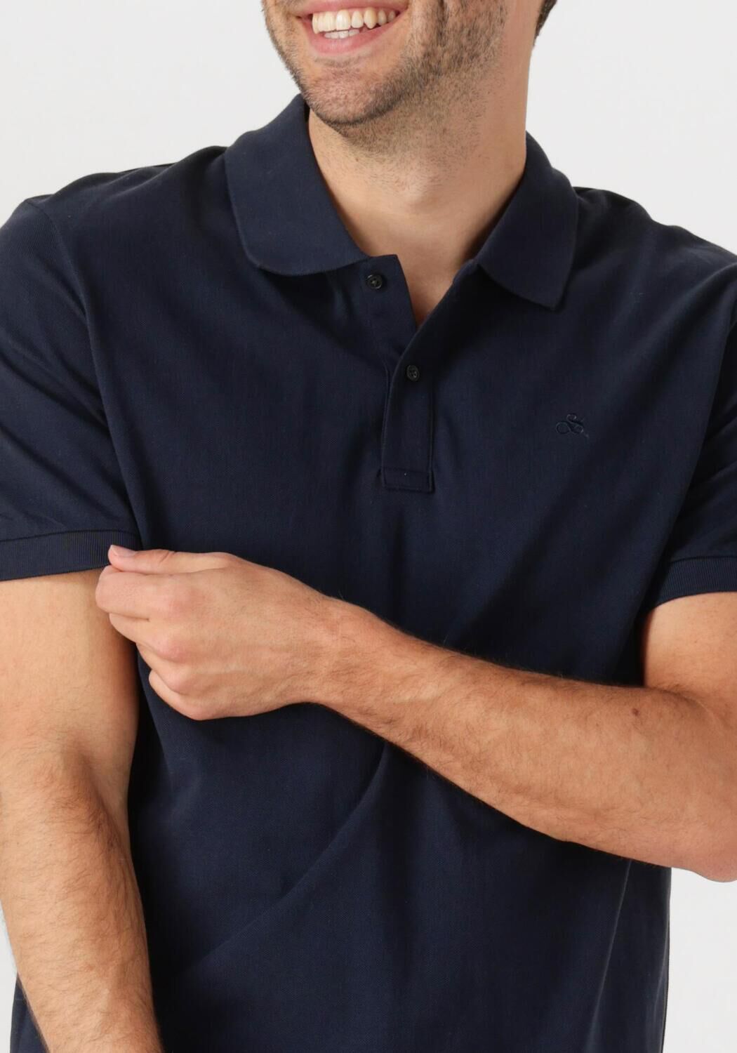 SCOTCH & SODA Heren Polo's & T-shirts Logo Pique Polo Donkerblauw